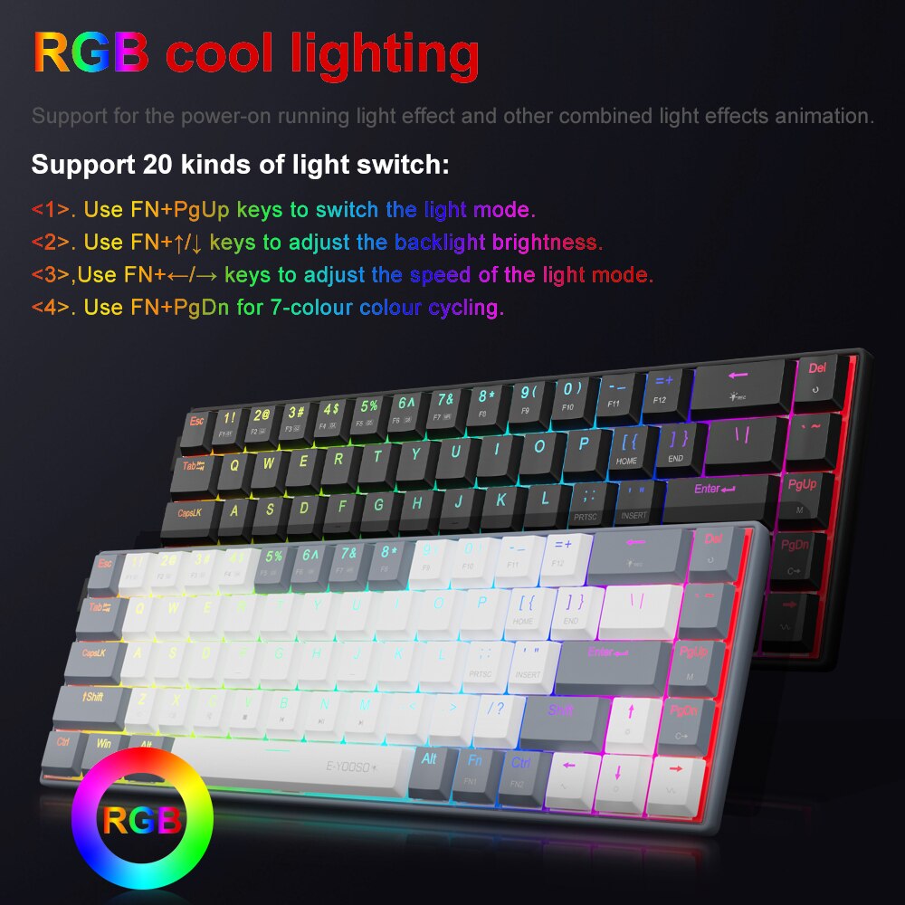 E-YOOSO A68 RGB Mini Slim USB  - Gaming Keyboard Mini Mechanical recension och pris