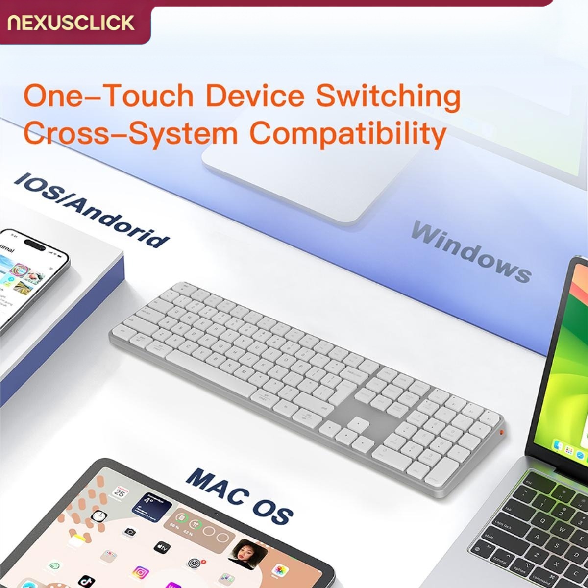NexusClick 109 Keys Slim Dual  - Gaming Keyboard Type C recension och pris