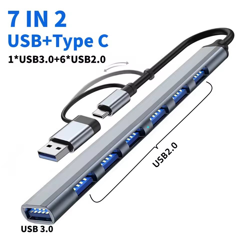 7 Ports USB 3.0 Type C HUB Exp - Gaming Keyboard Type C recension och pris
