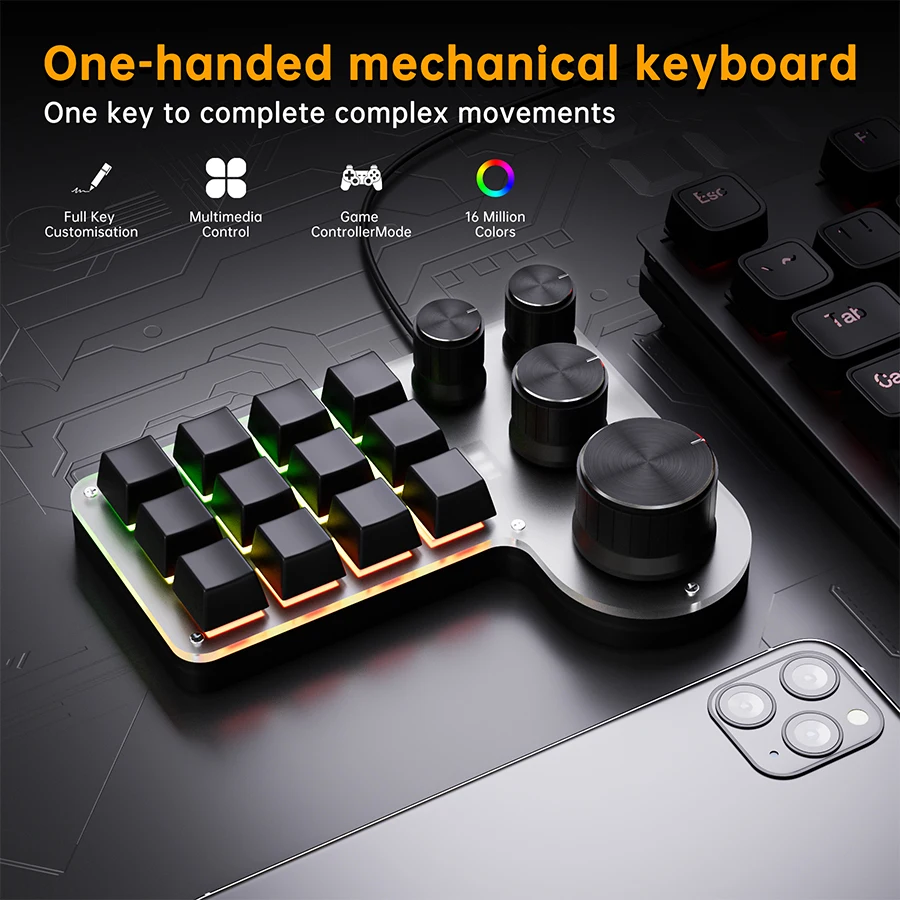 12 Keys 4 Knobs Programming Ma - Gaming Keyboard Mini Mechanical recension och pris