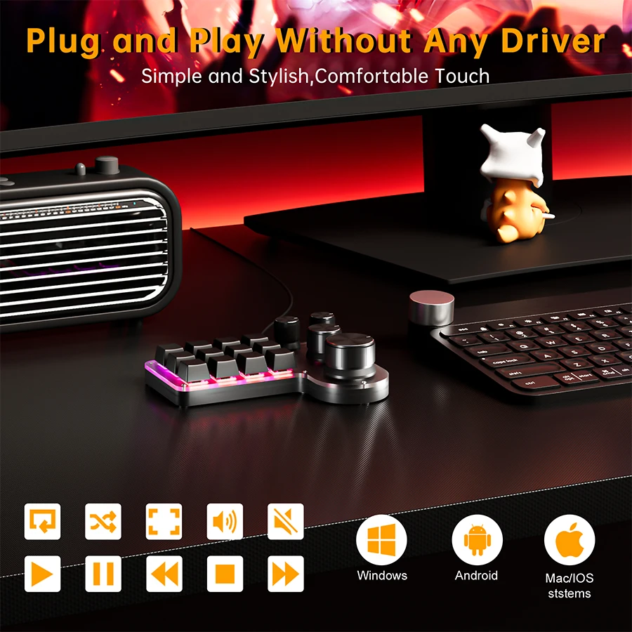 12 Keys 4 Knobs Programming Ma - Gaming Keyboard Mini Mechanical recension och pris