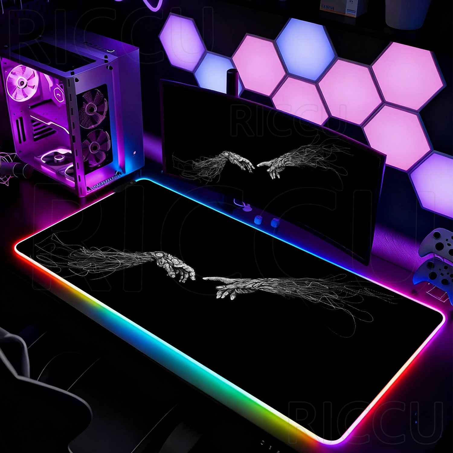 RGB XXL HD Large Black White G - Gaming Keyboard Hand recension och pris